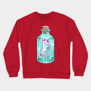 Mini unicorn in bottle glass pixel Crewneck Sweatshirt